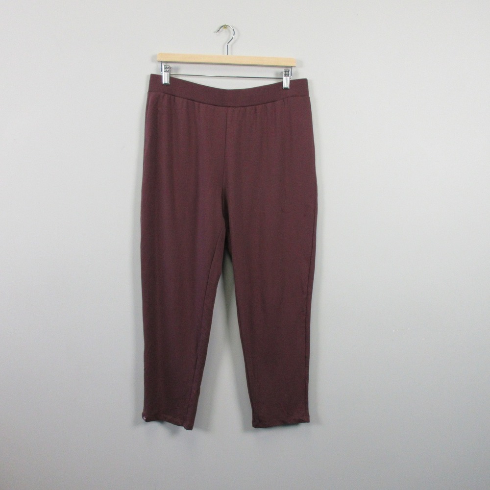 Barefoot Dreams Pull On Pants Women L Petite Brushed Luxe Red Fig Lounge 292